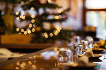 Empty Restaurant Bar at Holidays, Ready For Service