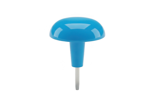 Bright blue mushroom shaped object with white stem isolated on transparent background