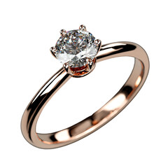 Solitaire ring gold band, brilliant-cut diamond, dark background