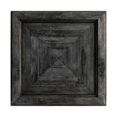 Dark, textured wooden square with inset panel design