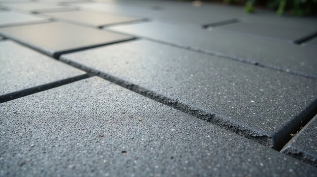 Close-up View of Textured Gray Paving Stones, Showing Subtle Detail and Interlocking Joints