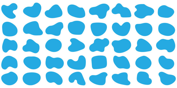 Blob shape organic set. Collection from abstract forms for design and paint. Different drops in modern style. Liquid silhouette drop in modern style.