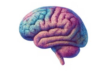 Human brain organ showing neural activity and thought process on colorful medical science background