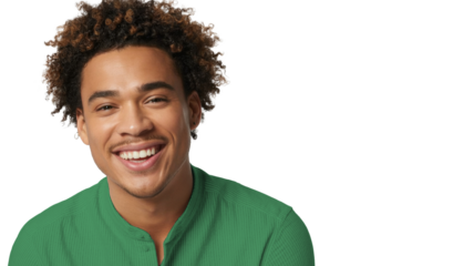 smiling young man portrait on white background.