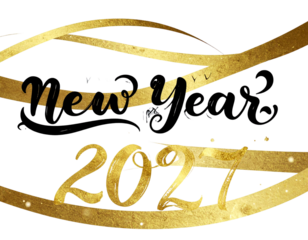 Artistic Calligraphy “Happy New Year 2027” in Hand-Drawn Style PNG