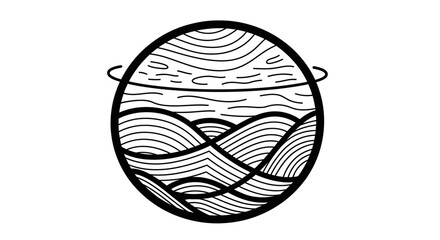 Ocean waves and mountains landscape in a circle