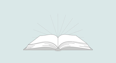 Open book with radiating lines with transparent background
