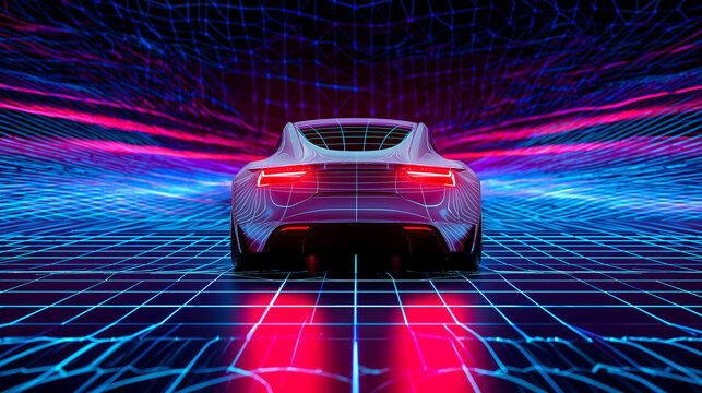 Rear view of an advanced concept car - Powered by Adobe