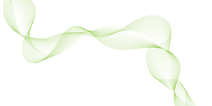 Green wave line abstract background design element curves banner, with floating particles for abstract nature or eco branding design, natural harmony isolated on transparent background.