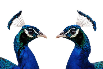 Two Peacocks Standing with Space Between Them PNG