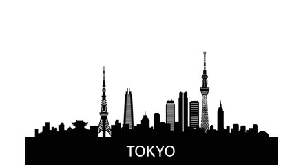 Fototapeta premium Tokyo skyline silhouette with transparent background