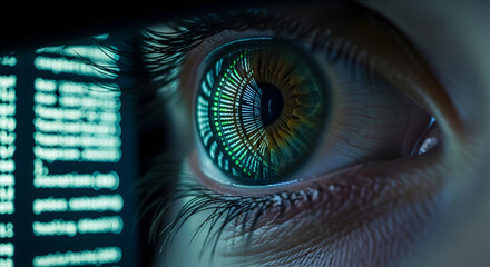 Close-Up Eye Reflecting Computer Code