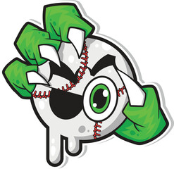 Horror Baseball Monster Vector Illustration Sticker