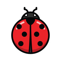 Obraz premium Ladybug illustration with red body and black spots on white background.