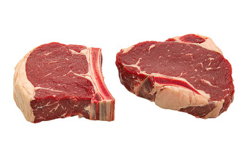 Fototapeta premium Two steaks placed side by side with space between them PNG