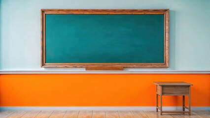 Old school classroom with blackboard and bronze frame in modern art deco style