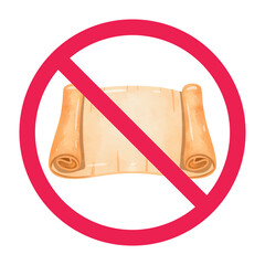 No paper sign, forbidden paper sign, do not use paper sign, red crossed circle symbol, vector illustration
