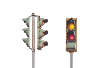 Two Traffic Lights Standing Side by Side PNG