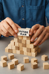 Building a future plan with strategy blocks, visualize your goals and achieve success, a powerful visual for business planning and personal growth