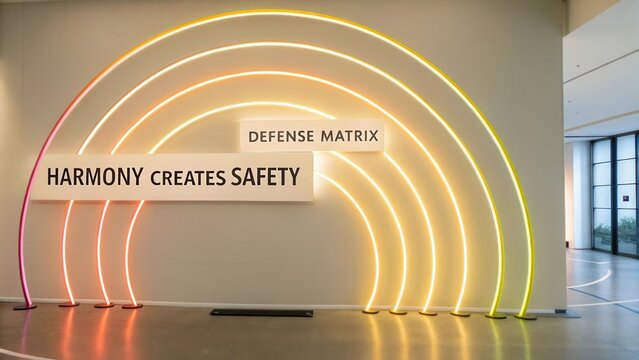 Colorful Neon Arch with Inspirational Text on Wall in Modern Interior Space for Creative and Motivational Themes