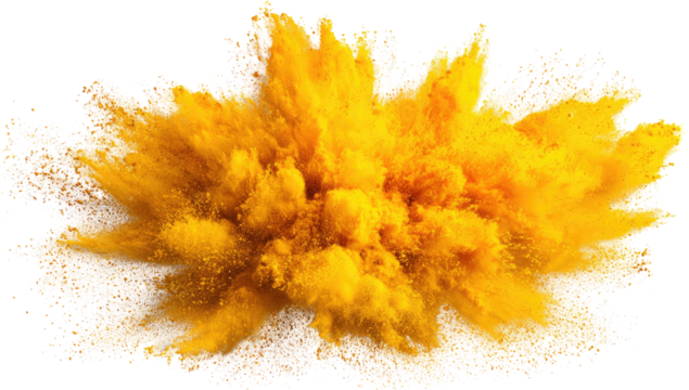 Exploding vibrant yellow powder