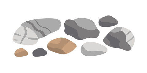 A collection of smooth river stone in various shades of gray and brown, creating a natural and textured arrangement each stone has unique pattern