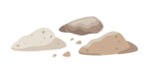 Illustration of sand piles and a rock the sand piles are beige and the rock is brown the illustration is simple and clean