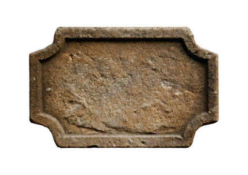 Old stone sign plates isolated on a transparent or white background