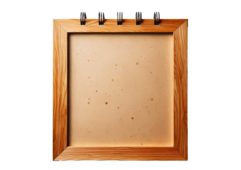 Wooden frame calendar render icon in modern office space isolated on transparent or white background