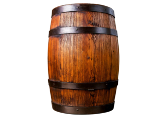 wooden oak barrels isolated on a transparent or white background