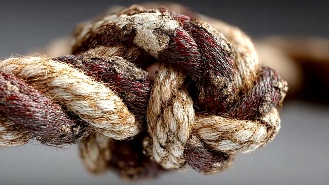 Close-up of a tightly knotted rope with texture details (1)