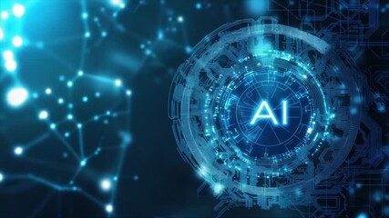 AI letters in cyberspace. Virtual reality, programming and information technology of the future. Artificial intelligence, digital code data and cybersecurity - Powered by Adobe