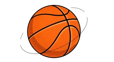 Orange Basketball Spinning on White Background.