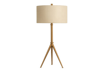 Elegant gold tripod floor lamp providing ambient lighting for contemporary home decor and stylish interior design