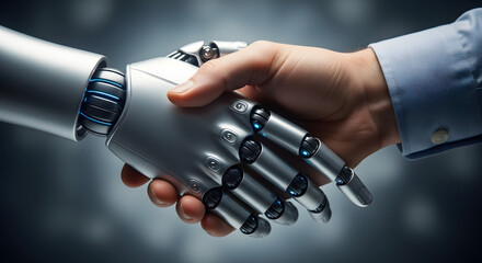 Human and Robot Handshake Close-Up