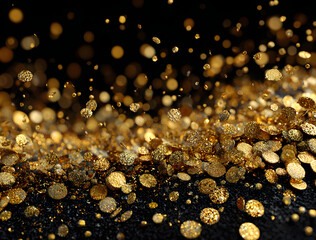 Abstract background party celebration gold confetti.