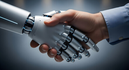 Human and Robot Handshake Close-Up
