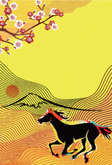 午　年賀状　干支　背景