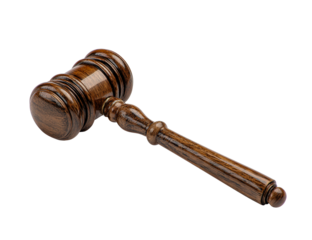 Wooden gavel on white isolated on transparent background