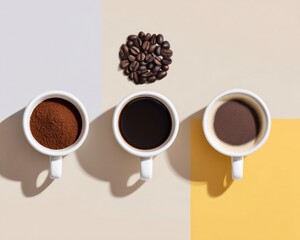 Premium Espresso, Mocha, and Coffee Beans Flat Lay Modern Food and Beverage Marketing Content for Branding