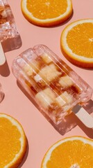 Premium Summer Dessert Popsicles with Fresh Orange Slices Refreshing Food for Marketing and Social Media