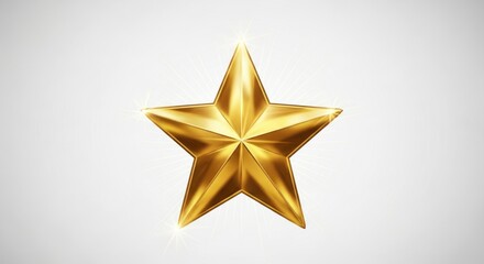 Obraz premium Golden Star Realistic Vector Illustration on White Background.