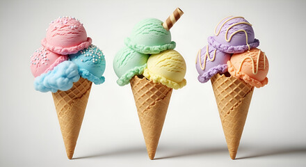 A delicious chocolate ice cream cone dessert, sweet, cold, and perfect for summer