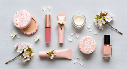 Pink cosmetics and beauty care: isolated nail polish bottle on a clean white background with a subtle flower element