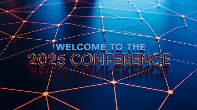 Welcome to the 2025 conference background with digital network connections and futuristic technology design
 - Powered by Adobe