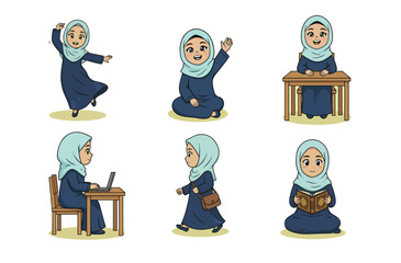 ILLUSTRATION OF MUSLIM CHILD CHARACTERS THAT CAN BE USED FOR DESIGN