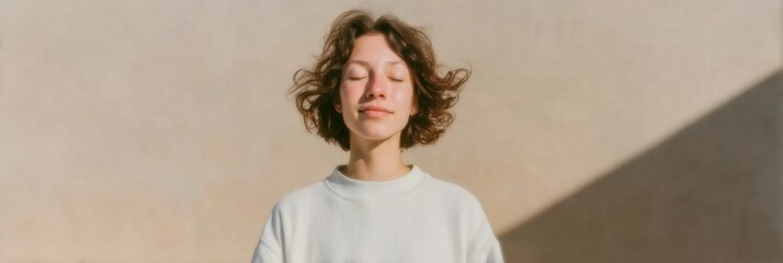 Modern Gen Z Woman Meditating Authentic Lifestyle Realism for Wellbeing Marketing and Social Media Content