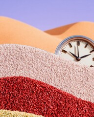 Modern Mid-Century Surreal Clock Landscape Premium Desert Design for Lifestyle Marketing and Creative Advertising Content