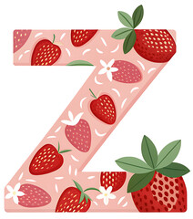  letter Z designed with strawberry fruit