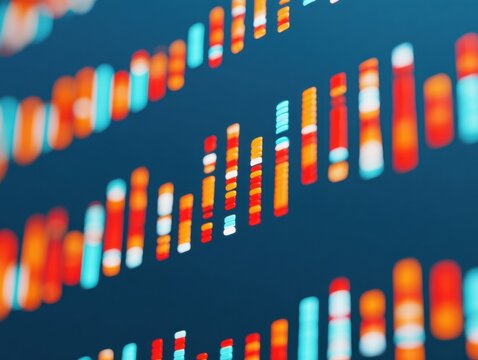 Modern Genomics and Personalized Medicine High-Quality DNA Sequencing Data, Bright Visualization for Healthcare Technology Advertising